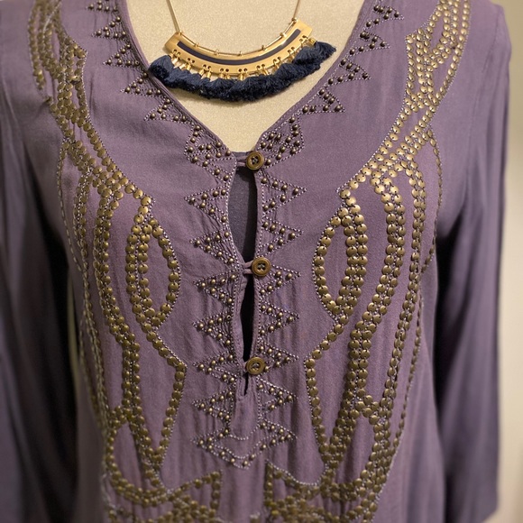 Purple and brass sequence tunic dress with tank - Picture 5 of 6